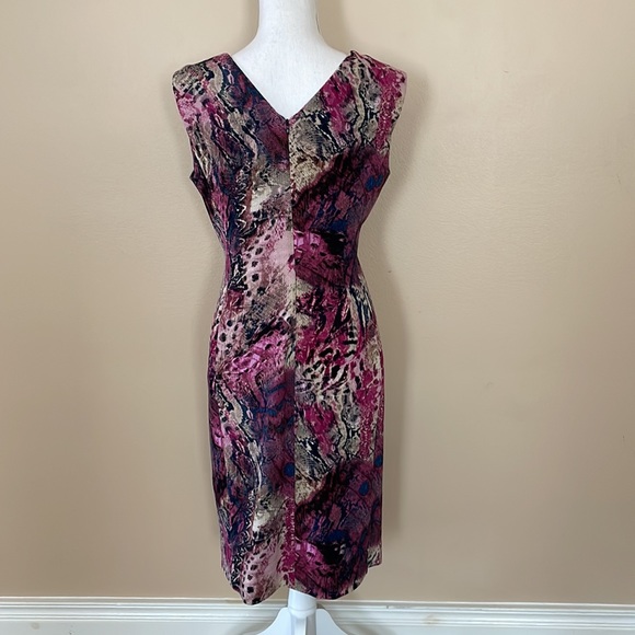 Ellen Tracy Midi Cocktail Party Sheath Style Evening Dress Sleeveless Petite - Picture 3 of 5